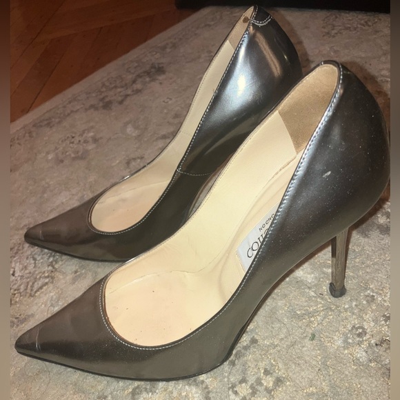 Jimmy Choo Anouk 120 Heels In Silver Leather Heels Pumps Size 36.5 - Picture 2 of 8
